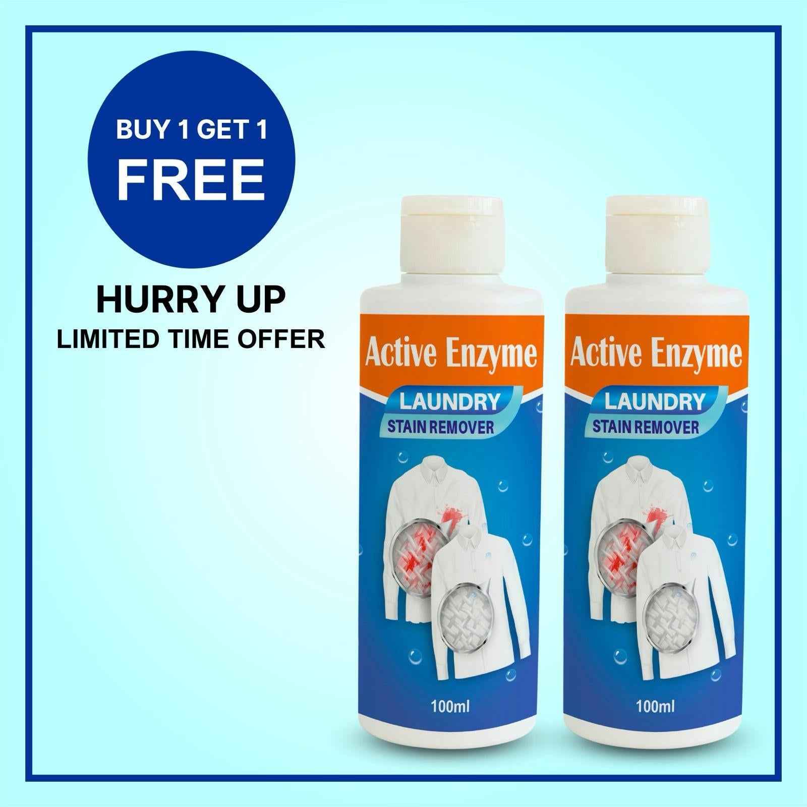 Active Enzyme Laundry Stain Remover - 2 Pack for Tough Stains and Car Windshield Sun Shade